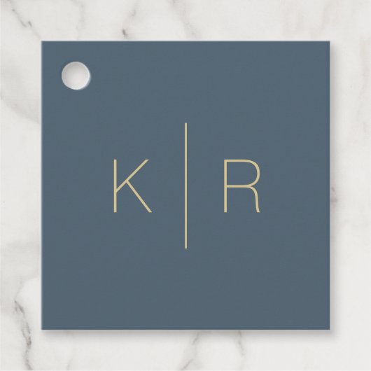 シンプルネイビモダンーブルーモノグラム結婚の感謝 フェイバータグ (正面)