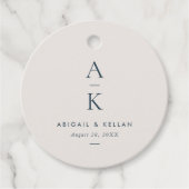 シンプルネイビモダンーブルーモノグラム結婚ズ フェイバータグ (正面)