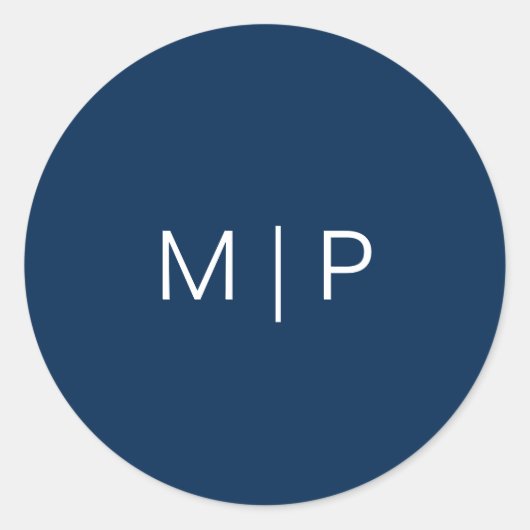 シンプルネイビモダンーブルーモノグラム結婚ズ ラウンドシール (正面)