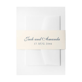 シンプルネイビモダンーブルー招待状用帯 招待状ベリーバンド