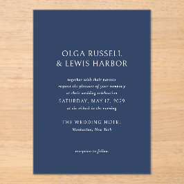 シンプルネイビーとクリーモダンム結婚ズ アクリル招待状