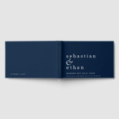 シンプルネイビーとホワイトまたは任意の色のゲイ結婚の ゲストブック (全面)