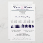 シンプルネイビーと赤面結婚式 プログラムシルエット (正面/裏面)