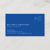 シンプルネイビーエレガントブルーミニマリストツモノグラム 名刺 (裏面)