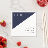 シンプルネイビーエレガントブルーモノグラム結婚ズ スタンダードカクテルナプキン (インサイチュ)