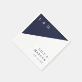 シンプルネイビーエレガントブルーモノグラム結婚ズ スタンダードカクテルナプキン (角)