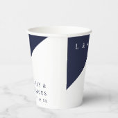 シンプルネイビーエレガントブルーモノグラム結婚ズ 紙コップ (右)