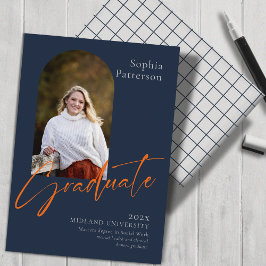 シンプルネイビーオレンジ大学 案内状