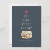 シンプルネイビーシルバークリスマスツリータイポグラフィ シーズンカード (正面)