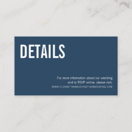 シンプルネイビータイポグラフィ結婚のWebサイト詳細 エンクロージャーカード