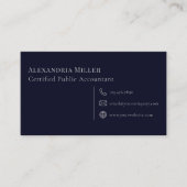 シンプルネイビーブルーとシルバー 名刺 (正面)