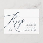 シンプルネイビーブルーと白モダン書 出欠カード (正面)