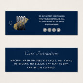 シンプルネイビーブルーのロゴ衣料品パッケ気にージの挿入 (正面&裏面)