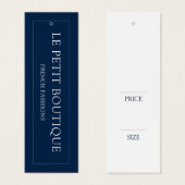 シンプルネイビーブルーぶら下がったズ価格ラベル (正面&裏面)