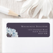 シンプルネイビーブルーアジサイ差出人住所 ラベル (インサイチュ)