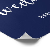 シンプルネイビーブルーウェディングレセプションサインプリント ポスター (角)