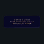 シンプルネイビーブルーソフト金ゴールド結婚ズ差出人住所 ラベル<br><div class="desc">柔らエレガントかな金ゴールド文字を持つネイビーシンプルブルー差出人住所ラベル。</div>