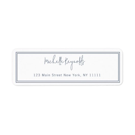 シンプルネイビーブルータイポグラフィ差出人住所ラベル ラベル (正面)