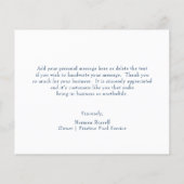 シンプルネイビーブルーバジェットビジネスサンキューカード (裏面)