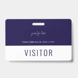 シンプルネイビーブルービジターパス会社のロゴ バッジ