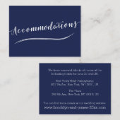 シンプルネイビーブルーホワイト結婚ズアコモデーションカード エンクロージャーカード (正面/裏面)