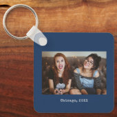 シンプルネイビーブルーミニマリスト写真記念 キーホルダー (正面)