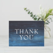 シンプルネイビーブルーモダンビジネス サンキューカード (スタンド正面)