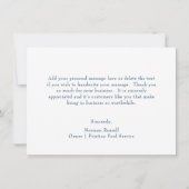 シンプルネイビーブルーモダンビジネス サンキューカード (裏面)