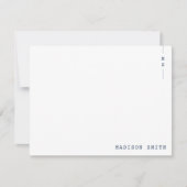 シンプルネイビーブルーモノグラムパーソナライズされた ノートカード (正面)