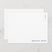 シンプルネイビーブルーモノグラムパーソナライズされた ノートカード (正面/裏面)