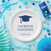 シンプルネイビーブルーモルタルボモダンード ペーパープレート (パーティー)