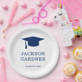 シンプルネイビーブルーモルタルボモダンード ペーパープレート (パーティー)