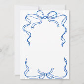 シンプルネイビーブルーリボンフレームブライダルシャワー 招待状 (裏面)