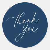 シンプルネイビーブルー書道台本ありがとう ラウンドシール (正面)