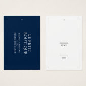 シンプルネイビーブルー服飾スイングプライスラベル (正面&裏面)