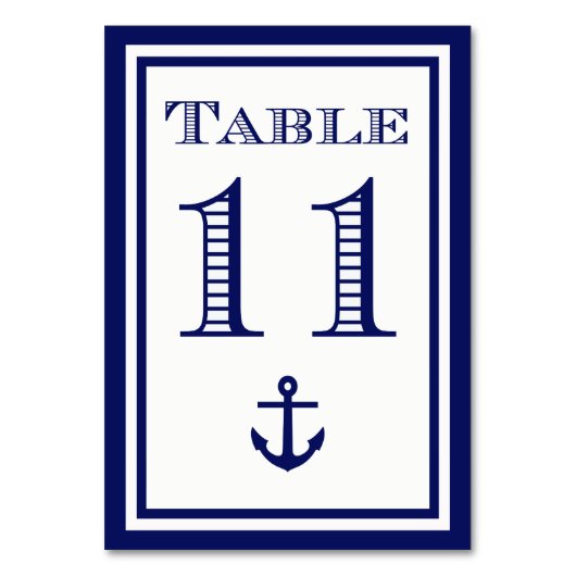 シンプルネイビーブルー枠いかりテーブルカード#11 テーブルナンバー (正面)