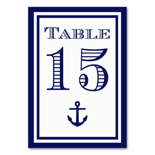 シンプルネイビーブルー枠いかりテーブルカード#15 テーブルナンバー (正面)