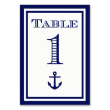 シンプルネイビーブルー枠いかりテーブルカード#1