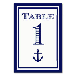 シンプルネイビーブルー枠いかりテーブルカード#1 テーブルナンバー