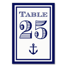 シンプルネイビーブルー枠いかりテーブルカード#1