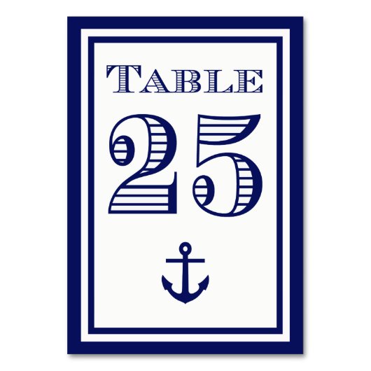 シンプルネイビーブルー枠いかりテーブルカード#1 テーブルナンバー (正面)