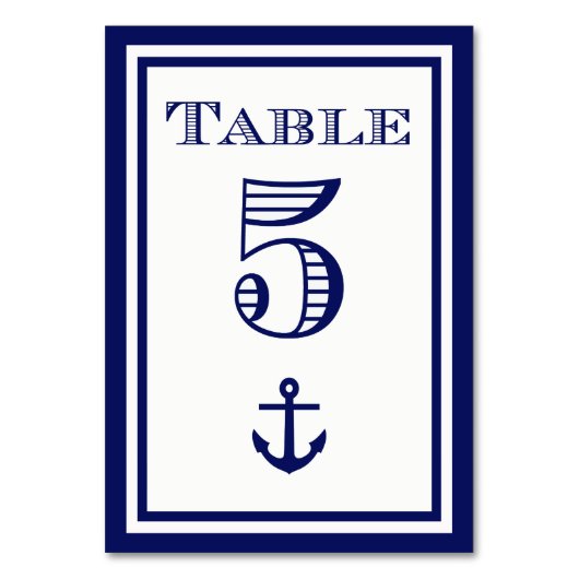 シンプルネイビーブルー枠いかりテーブルカード#5 テーブルナンバー (裏面)