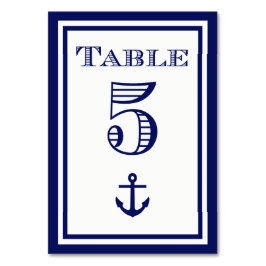 シンプルネイビーブルー枠いかりテーブルカード#5 テーブルナンバー