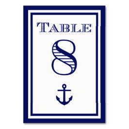 シンプルネイビーブルー枠いかりテーブルカード#8 テーブルナンバー