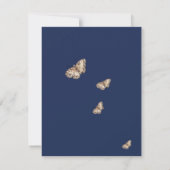 シンプルネイビーブルー秋秋ワイルドフラワー結婚ズ サンキューカード (裏面)