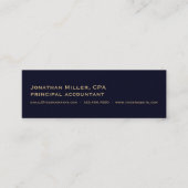 シンプルネイビーブルー金ゴールドロゴ スキニー名刺 (正面)