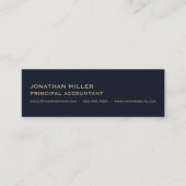 シンプルネイビーブルー金ゴールドロゴ スキニー名刺 (正面)