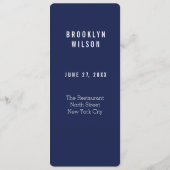 シンプルネイビーブルー《キリスト教》洗礼式や命名式のメニューカード メニュー (裏面)