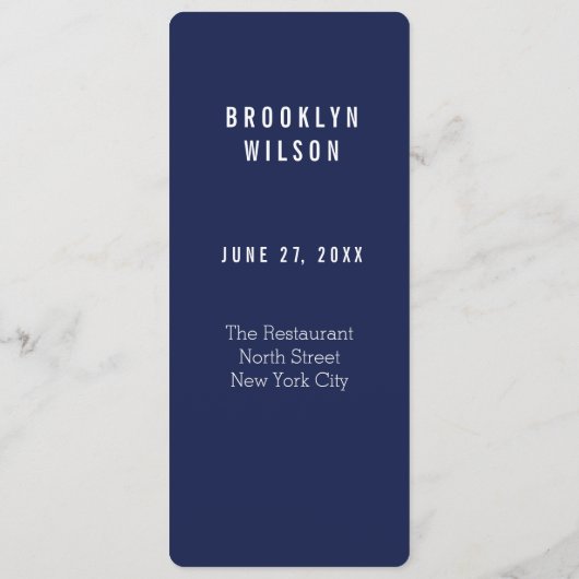 シンプルネイビーブルー《キリスト教》洗礼式や命名式のメニューカード メニュー (裏面)