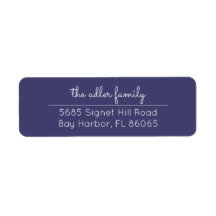 シンプルネイビーブルー&ホワイト差出人住所ラベル